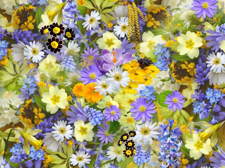 Diamond Painting Lente Bloemen Collage voorbeeldafbeelding van het volledige ontwerp