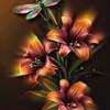 Diamond Painting Libelle Met Bloemen voorbeeldafbeelding van het volledige ontwerp