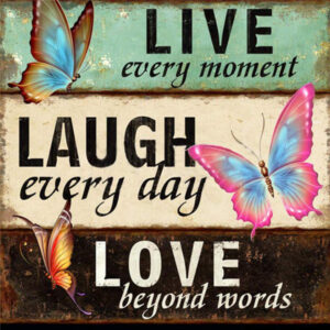 Diamond Painting Live Laugh Love Tekst voorbeeldafbeelding van het volledige ontwerp