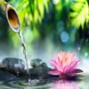 Diamond Painting - Lotusbloem met stromend water voorbeeldafbeelding van het volledige ontwerp