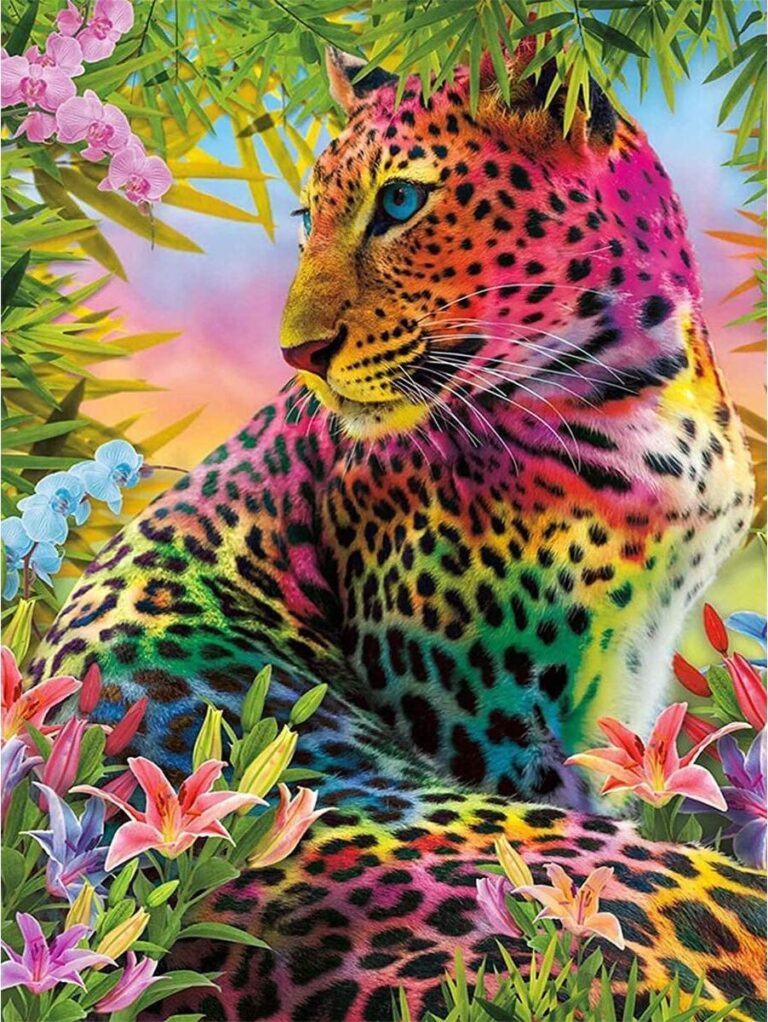 Diamond Painting Luipaard Kunst voorbeeldafbeelding van het volledige ontwerp