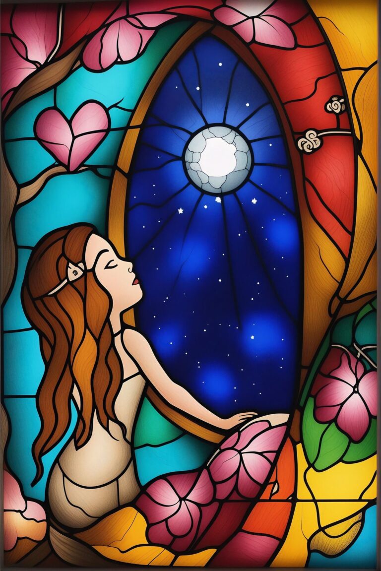 Diamond Painting Maan Dame voorbeeldafbeelding van het volledige ontwerp