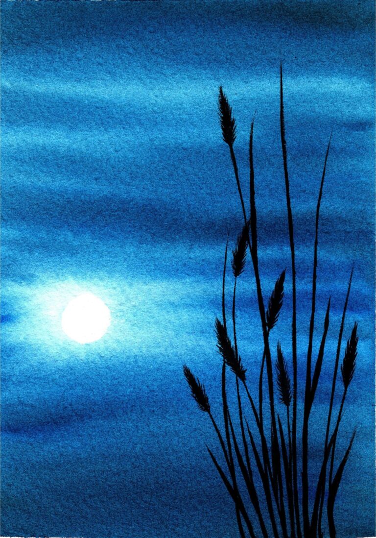 Diamond Painting Maanlicht Reflectie Bij Nacht voorbeeldafbeelding van het volledige ontwerp