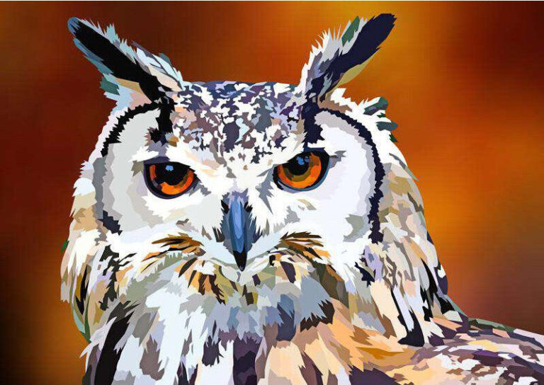 Diamond Painting Machtige Oehoe Elvira Clement voorbeeldafbeelding van het volledige ontwerp