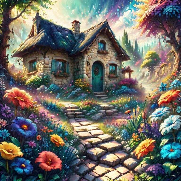 Diamond Painting Magisch huis voorbeeldafbeelding van het volledige ontwerp