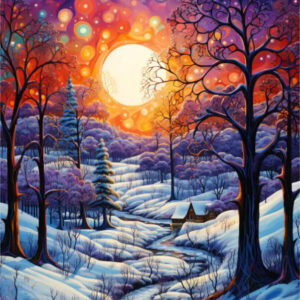 Diamond Painting Magisch winterlandschap voorbeeldafbeelding van het volledige ontwerp