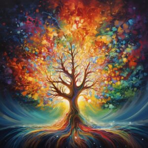 Diamond Painting - Kleurrijke magische levensboom voorbeeldafbeelding van het volledige ontwerp