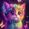 Diamond Painting Magische kleurrijke kat Diamond Painting met AB Stenen voorbeeldafbeelding van het volledige ontwerp