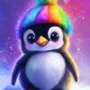 Diamond Painting Magische kleurrijke pinguïn voorbeeldafbeelding van het volledige ontwerp