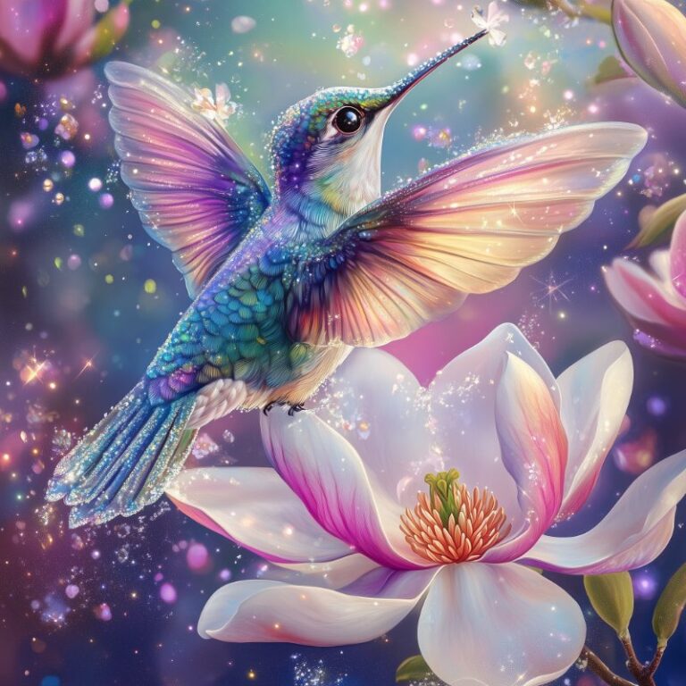 Diamond Painting Magische kolibrie voorbeeldafbeelding van het volledige ontwerp
