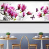 Diamond Painting Magnolia en Vlinders Groot Formaat voorbeeldafbeelding van het volledige ontwerp
