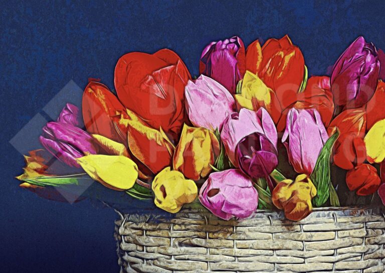 Diamond Painting Mand Vol Met Bloemen HP Design voorbeeldafbeelding van het volledige ontwerp