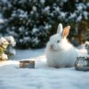 Diamond Painting Meditatie in een besneeuwde tuin voorbeeldafbeelding van het volledige ontwerp