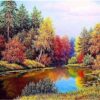 Diamond Painting Meer In Bos voorbeeldafbeelding van het volledige ontwerp