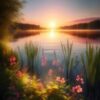 Diamond Painting Meer Zonsondergang voorbeeldafbeelding van het volledige ontwerp