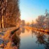 Diamond Painting Meer - Zonsopkomst voorbeeldafbeelding van het volledige ontwerp