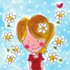 Diamond Painting Meisje Met Bloemen voorbeeldafbeelding van het volledige ontwerp