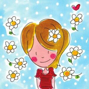 Diamond Painting Meisje Met Bloemen voorbeeldafbeelding van het volledige ontwerp