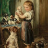 Diamond Painting Meisje Met Honden voorbeeldafbeelding van het volledige ontwerp