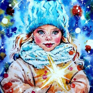 Diamond Painting Meisje Met Sterretje voorbeeldafbeelding van het volledige ontwerp