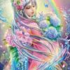 Diamond Painting Meisje in Bloemenwereld voorbeeldafbeelding van het volledige ontwerp