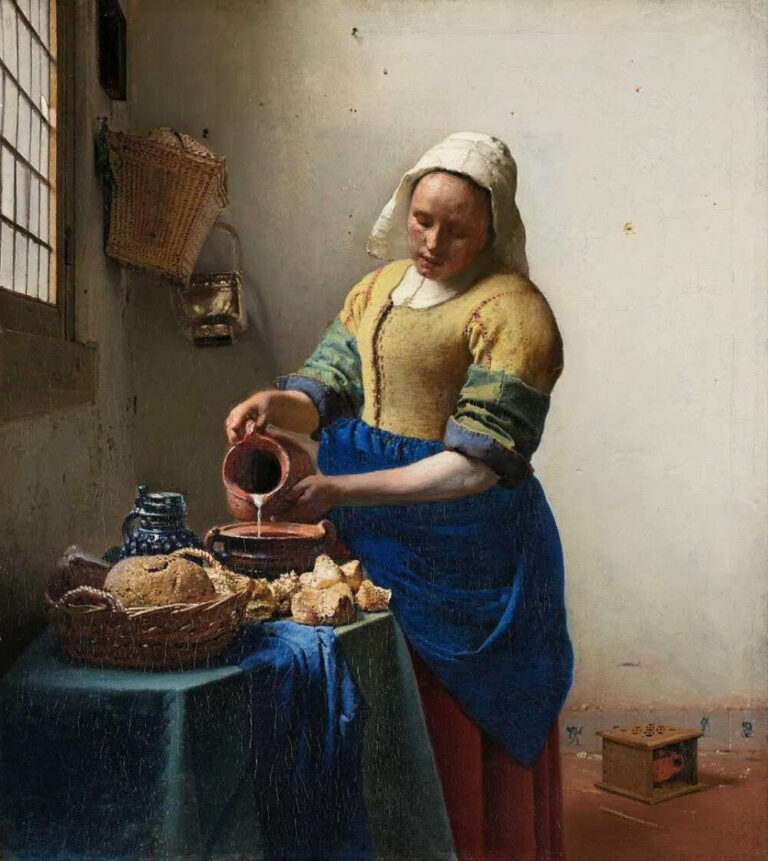 Diamond Painting Melkmeisje voorbeeldafbeelding van het volledige ontwerp
