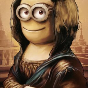 Diamond Painting Minions Mona Lisa voorbeeldafbeelding van het volledige ontwerp