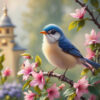 Diamond Painting Mooie blauwe vogel voorbeeldafbeelding van het volledige ontwerp