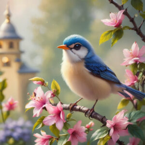 Diamond Painting Mooie blauwe vogel voorbeeldafbeelding van het volledige ontwerp