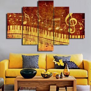Diamond Painting Muzieknoten 5 Luiken voorbeeldafbeelding van het volledige ontwerp
