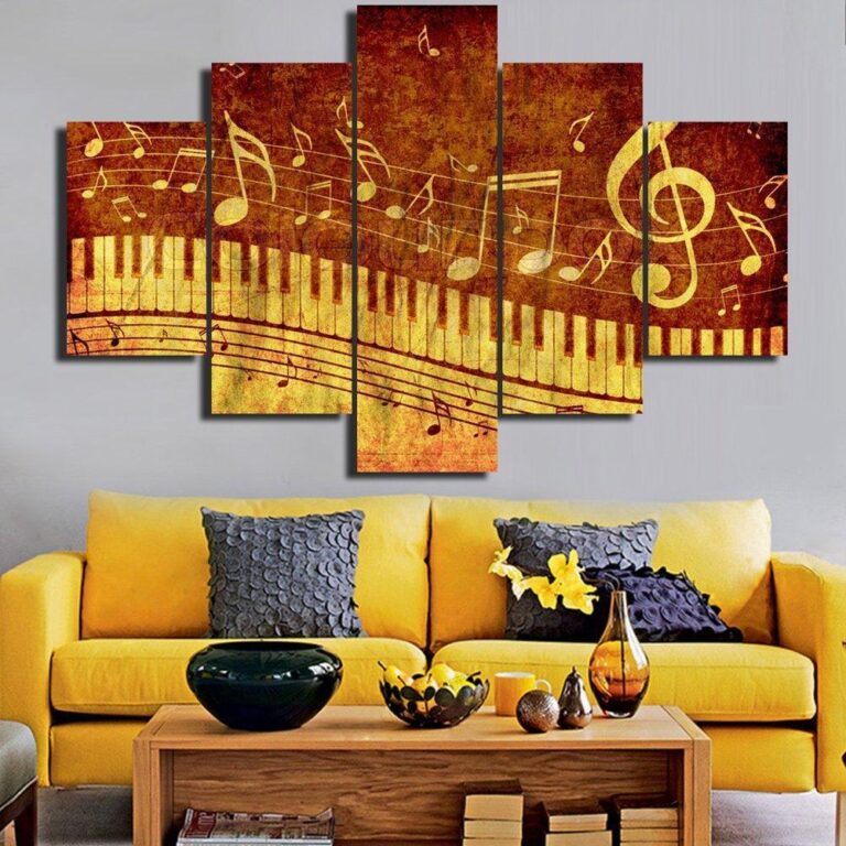 Diamond Painting Muzieknoten 5 Luiken voorbeeldafbeelding van het volledige ontwerp