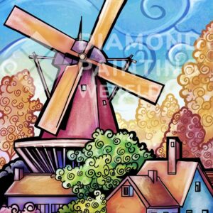 Diamond Painting Nederlandse Molen HP Design voorbeeldafbeelding van het volledige ontwerp
