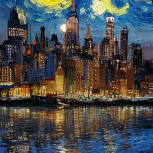 Diamond Painting New York Van Gogh Stijl voorbeeldafbeelding van het volledige ontwerp