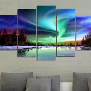 Diamond Painting Noorderlicht 5 Luiken voorbeeldafbeelding van het volledige ontwerp
