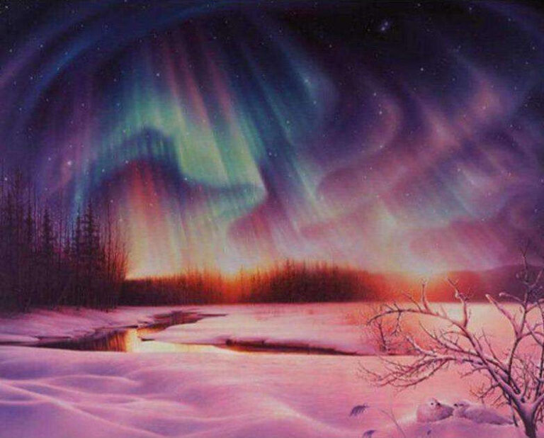 Diamond Painting Noorderlicht voorbeeldafbeelding van het volledige ontwerp