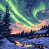 Diamond Painting Noorderlicht in Lapland voorbeeldafbeelding van het volledige ontwerp