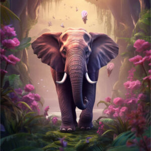Diamond Painting Olifant voorbeeldafbeelding van het volledige ontwerp