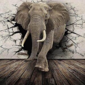 Diamond Painting Olifant 3D voorbeeldafbeelding van het volledige ontwerp