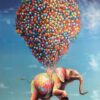 Diamond Painting Olifant Aan Ballonnen voorbeeldafbeelding van het volledige ontwerp