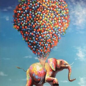 Diamond Painting Olifant Aan Ballonnen voorbeeldafbeelding van het volledige ontwerp