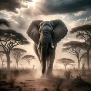 Diamond Painting Olifant Afrika voorbeeldafbeelding van het volledige ontwerp