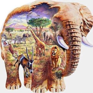 Diamond Painting Olifant Afrika Droomwereld voorbeeldafbeelding van het volledige ontwerp
