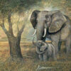 Diamond Painting Olifant En Kleintje Bij De Boom voorbeeldafbeelding van het volledige ontwerp