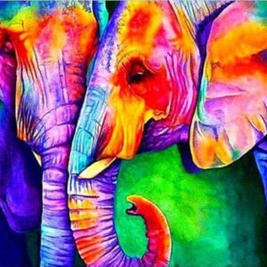 Diamond Painting Olifant Kleurrijk voorbeeldafbeelding van het volledige ontwerp