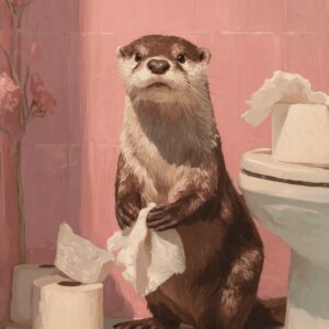 Diamond Painting Otter op het toilet voorbeeldafbeelding van het volledige ontwerp