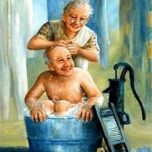 Diamond Painting Oud Koppel Teil voorbeeldafbeelding van het volledige ontwerp