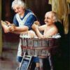 Diamond Painting Oud Koppel Wassen voorbeeldafbeelding van het volledige ontwerp