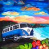Diamond Painting Oude Bus - Strand voorbeeldafbeelding van het volledige ontwerp