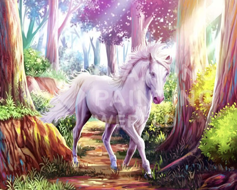 Diamond Painting Paard In Het Bos HP Design voorbeeldafbeelding van het volledige ontwerp