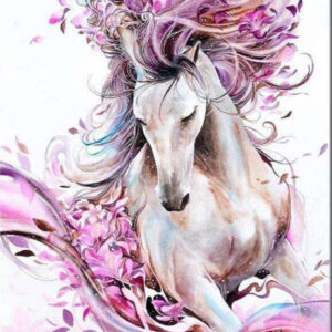 Diamond Painting Paard Met Bloemen voorbeeldafbeelding van het volledige ontwerp